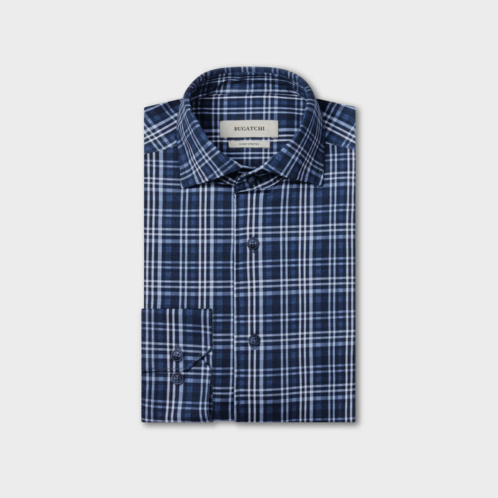 DEVON LONGSLEEVE SHIRT (NAVY) - BUGATCHI