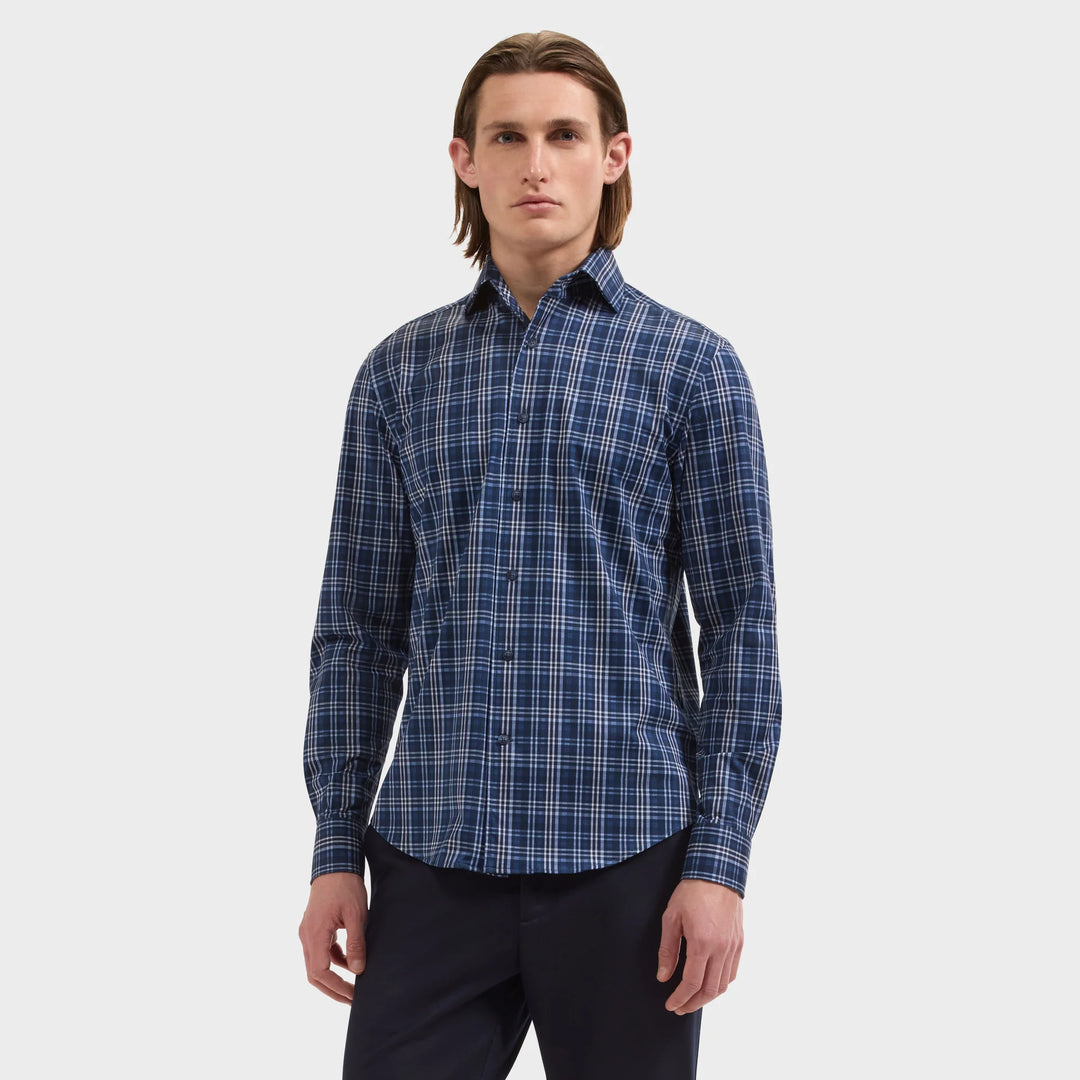 DEVON LONGSLEEVE SHIRT (NAVY) - BUGATCHI