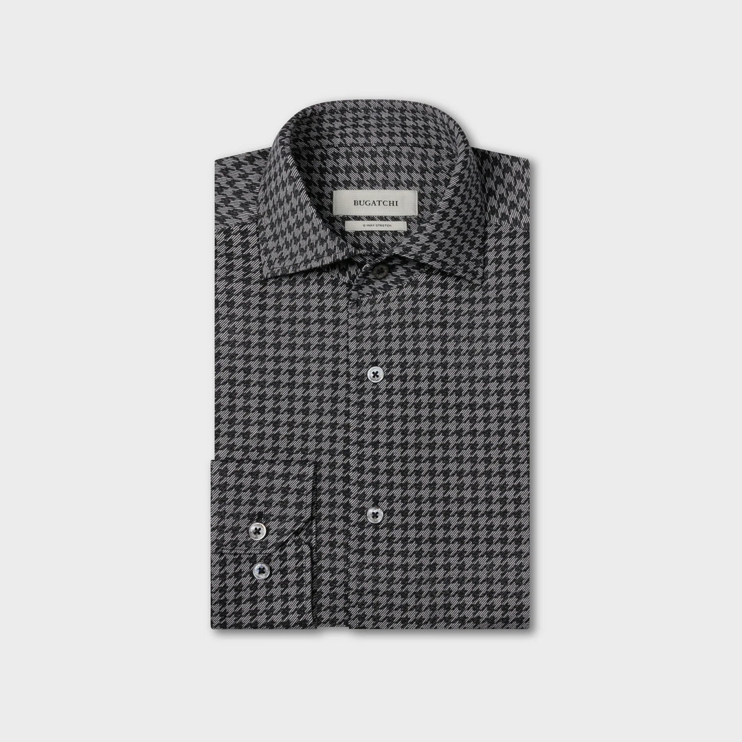 DEVON LONGSLEEVE SHIRT (GREY/BLACK) - BUGATCHI