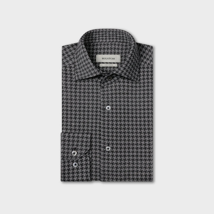 DEVON LONGSLEEVE SHIRT (GREY/BLACK) - BUGATCHI