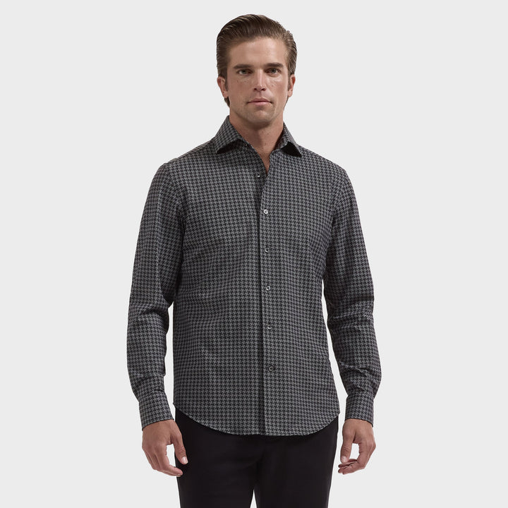 DEVON LONGSLEEVE SHIRT (GREY/BLACK) - BUGATCHI