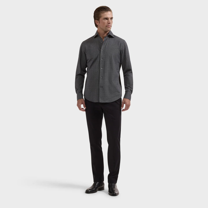 DEVON LONGSLEEVE SHIRT (GREY/BLACK) - BUGATCHI