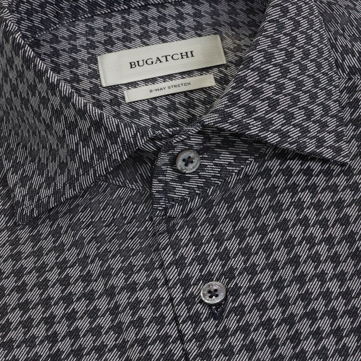 DEVON LONGSLEEVE SHIRT (GREY/BLACK) - BUGATCHI