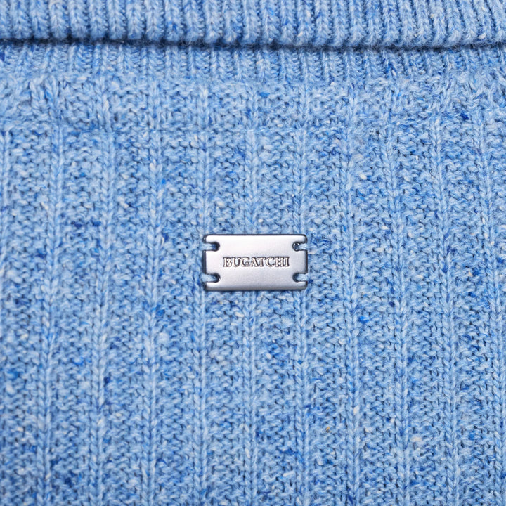 RIB KNIT 1/4 ZIP SWEATER (BLUE) - BUGATCHI