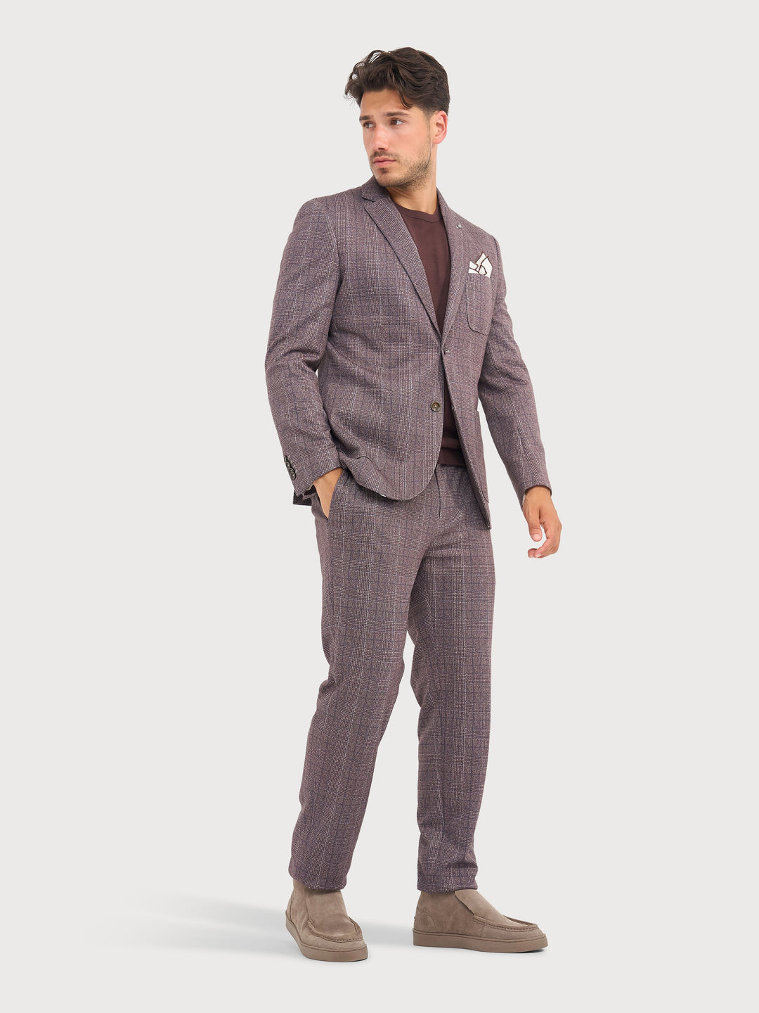 STEVEN MICRO CHECK PANT (BROWN) - BLUE INDUSTRY