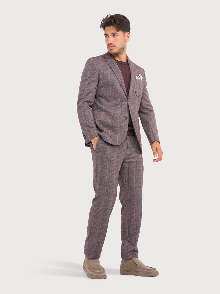 STEVEN MICRO CHECK PANT (BROWN) - BLUE INDUSTRY