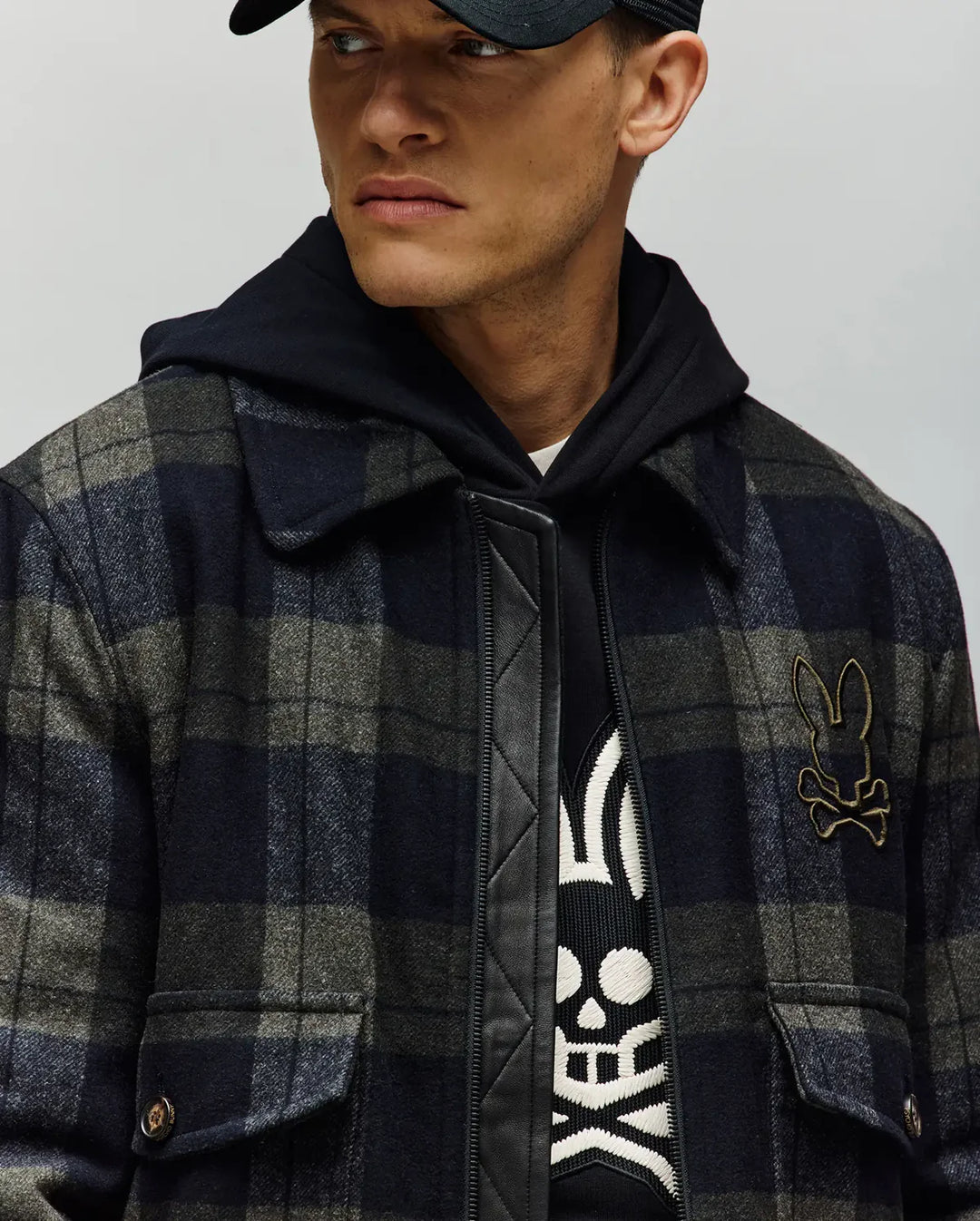 GAVIN PLAID BOMBER JACKET (DUSKY GREEN) - PSYCHO BUNNY