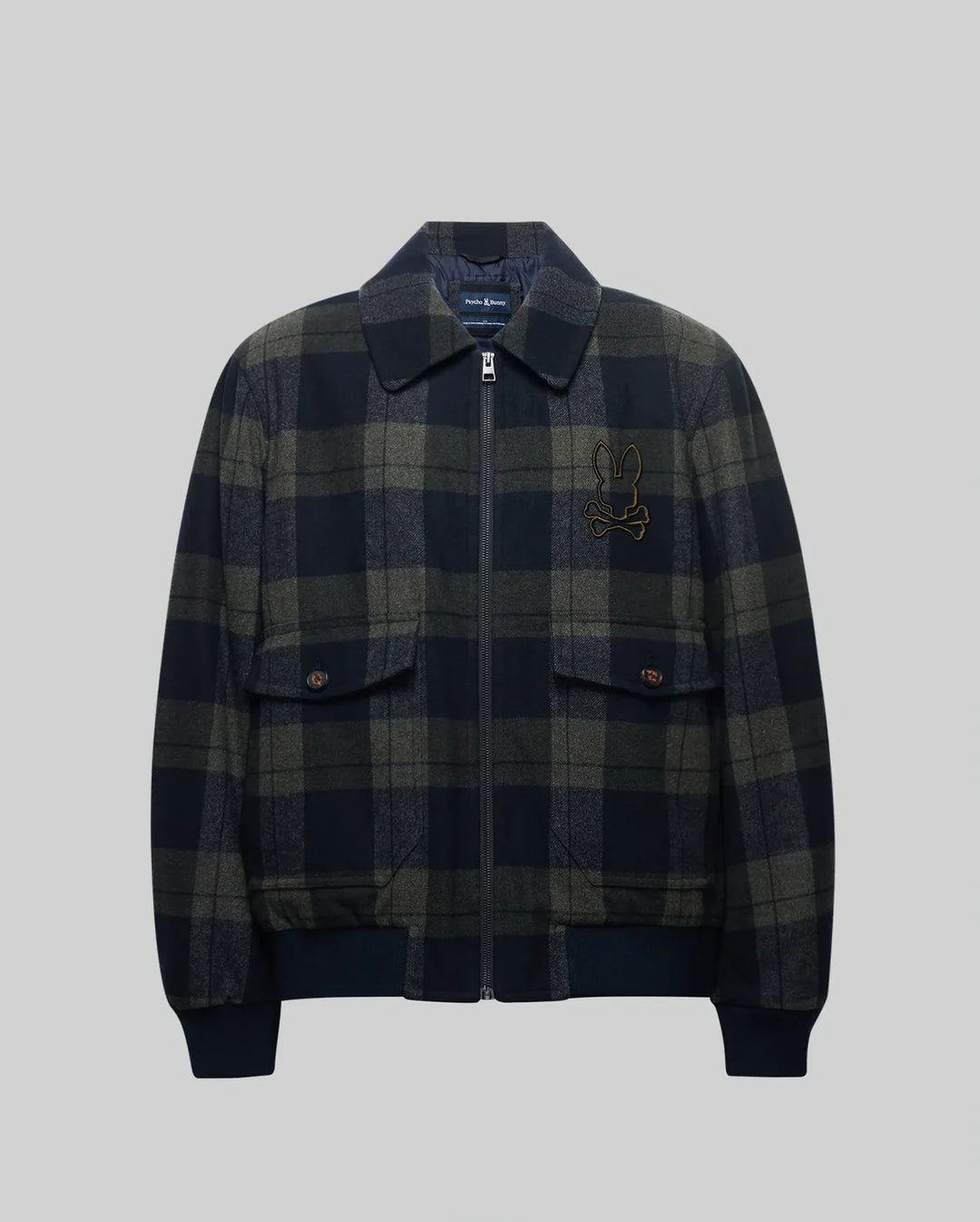 GAVIN PLAID BOMBER JACKET (DUSKY GREEN) - PSYCHO BUNNY
