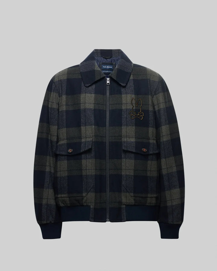 GAVIN PLAID BOMBER JACKET (DUSKY GREEN) - PSYCHO BUNNY