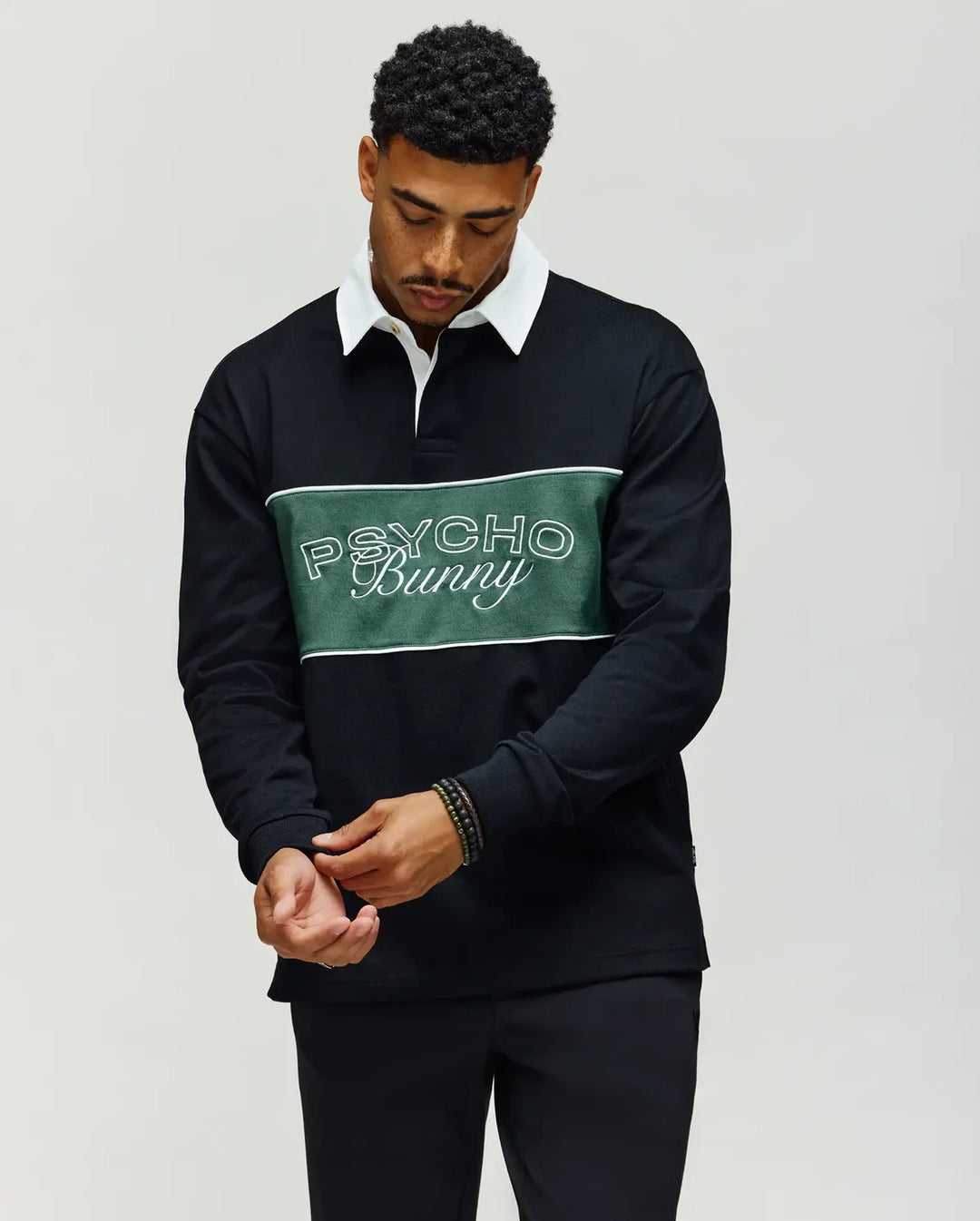 ENZO RUGBY SHIRT (BLACK) - PSYCHO BUNNY