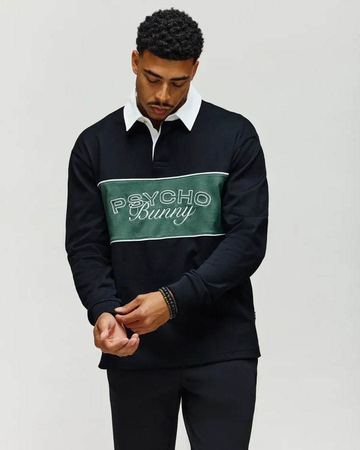 ENZO RUGBY SHIRT (BLACK) - PSYCHO BUNNY