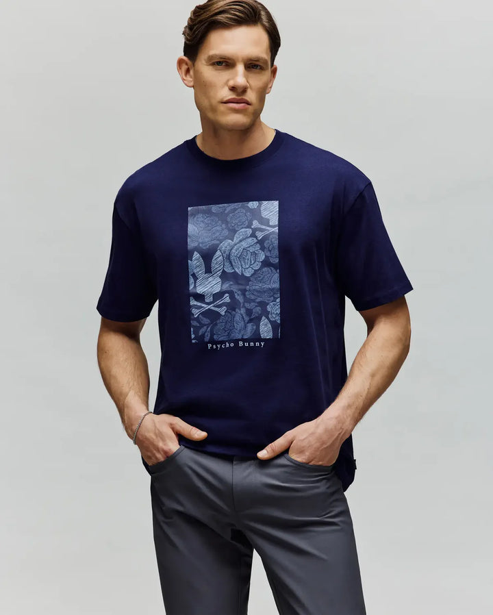 ROWEN PRINTED T-SHIRT (BLUE) - PSYCHO BUNNY