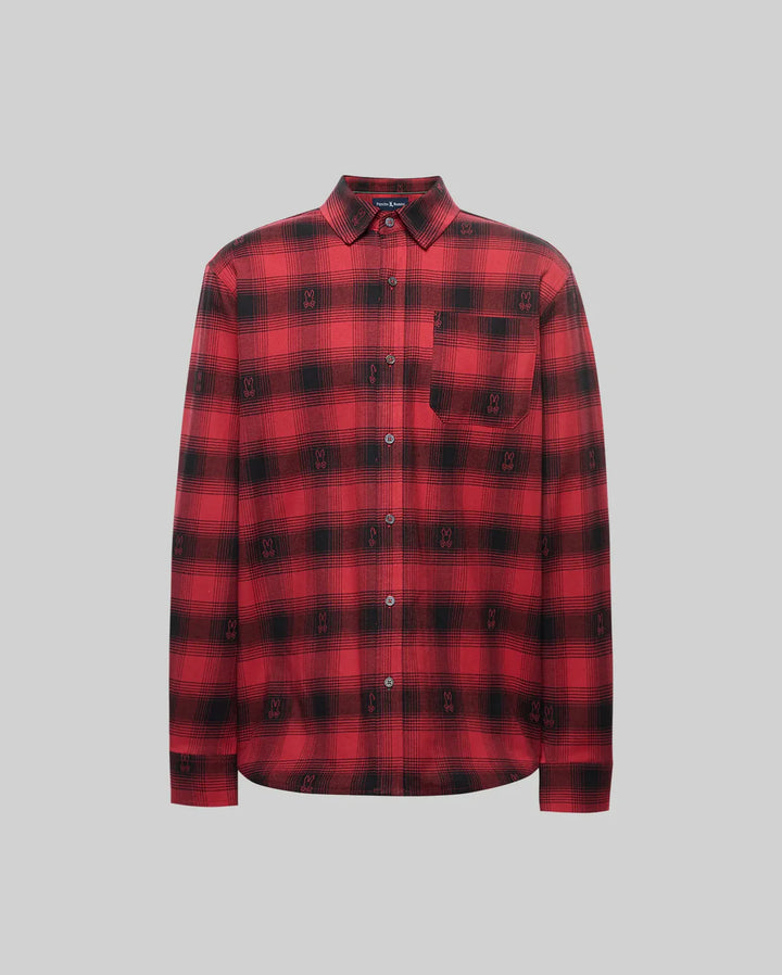 KURT PLAID FLANNEL SHIRT (GARNET) - PSYCHO BUNNY