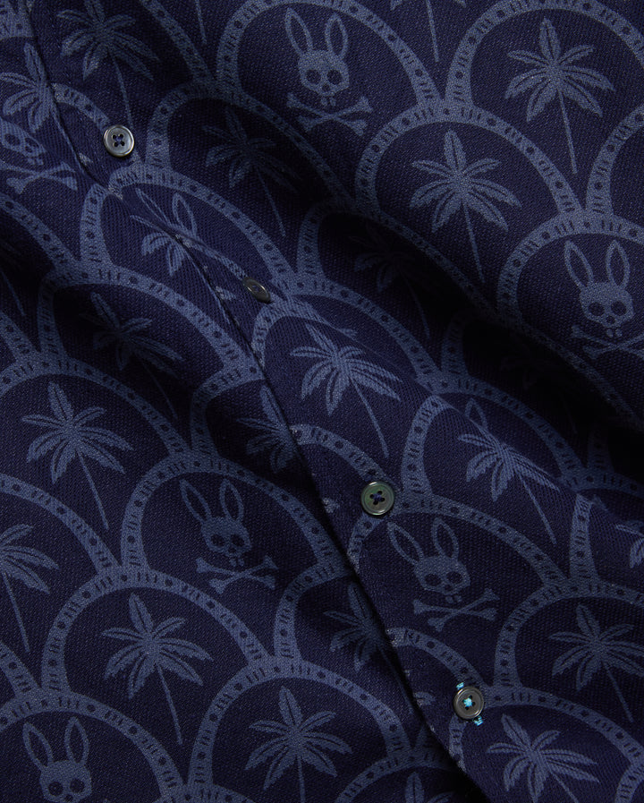 BRAD LINEN PRINT SHIRT (NAVY) - PSYCHO BUNNY