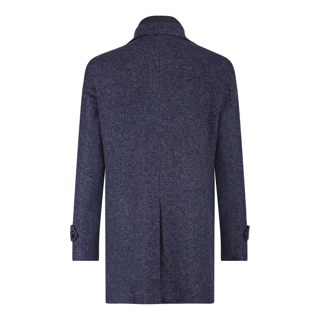 CHECK OVERCOAT WITH INLAY (NAVY) - BLUE INDUSTRY