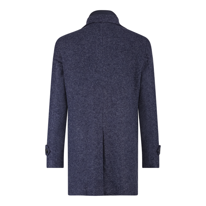 CHECK OVERCOAT WITH INLAY (NAVY) - BLUE INDUSTRY