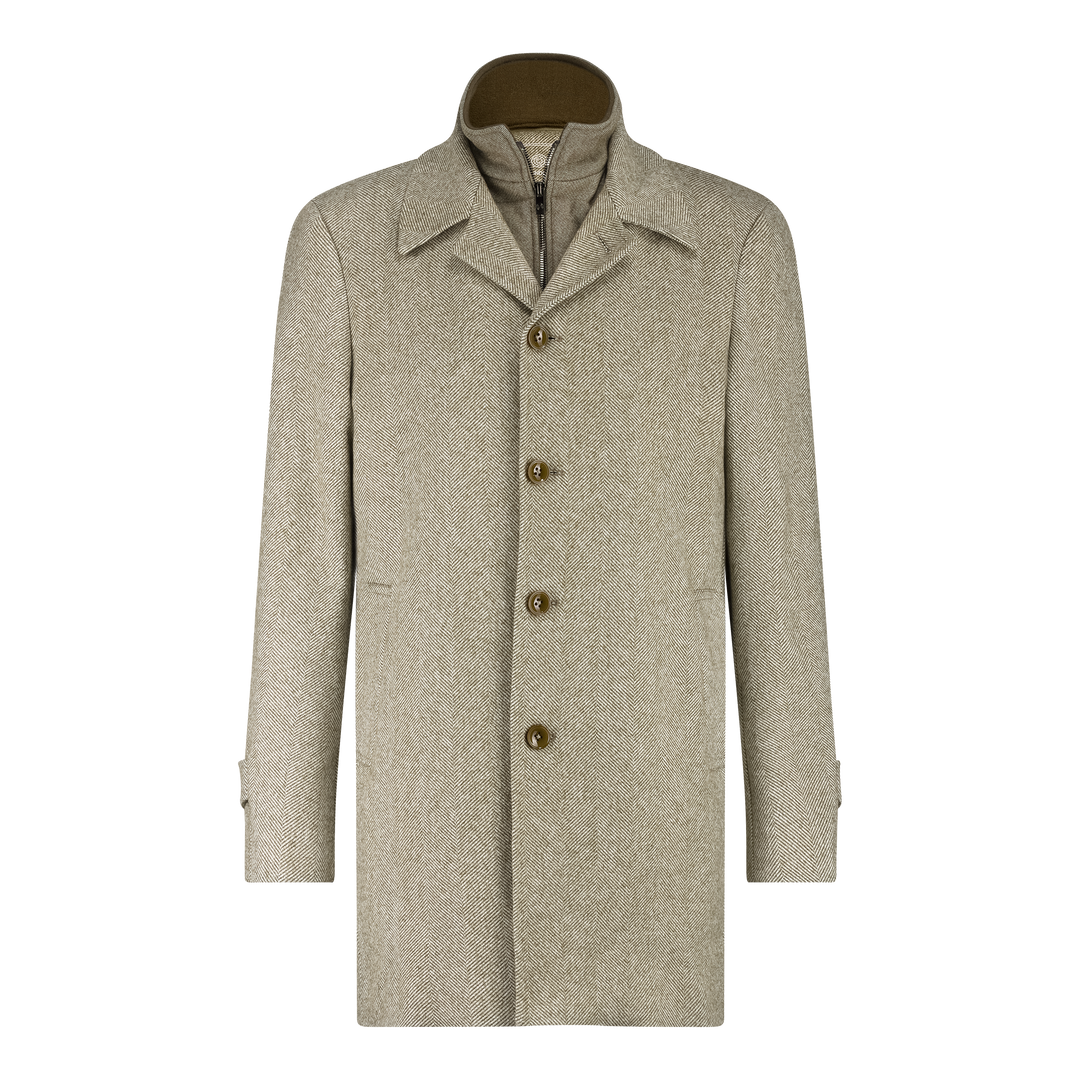OVERCOAT WITH INLAY (BROWN) - BLUE INDUSTRY