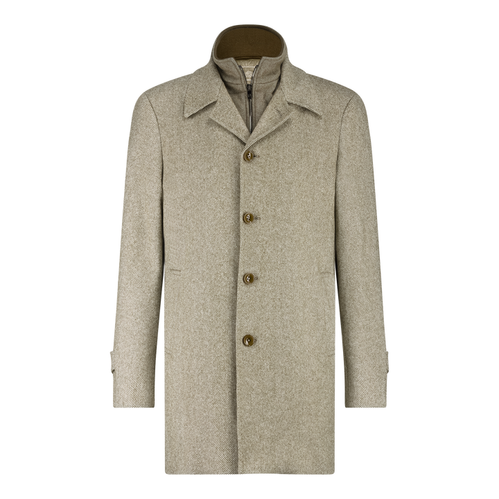 OVERCOAT WITH INLAY (BROWN) - BLUE INDUSTRY
