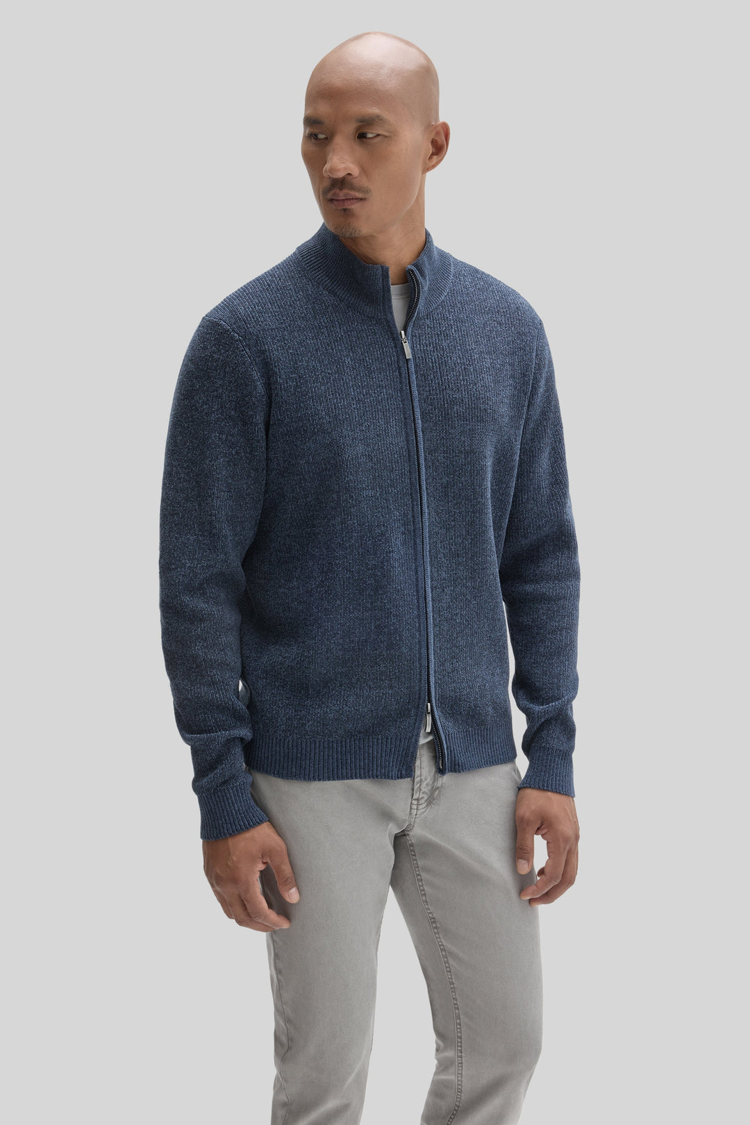 IDRIS FULL ZIP MOCKNECK (INDIGO) - ROBERT BARAKETT
