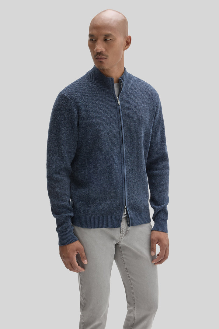 IDRIS FULL ZIP MOCKNECK (INDIGO) - ROBERT BARAKETT