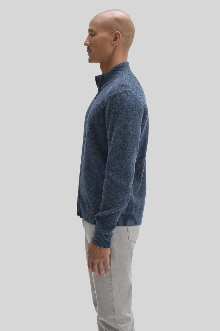 IDRIS FULL ZIP MOCKNECK (INDIGO) - ROBERT BARAKETT