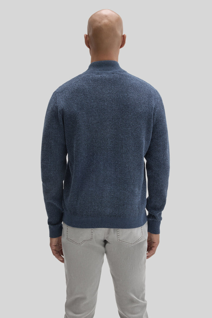 IDRIS FULL ZIP MOCKNECK (INDIGO) - ROBERT BARAKETT