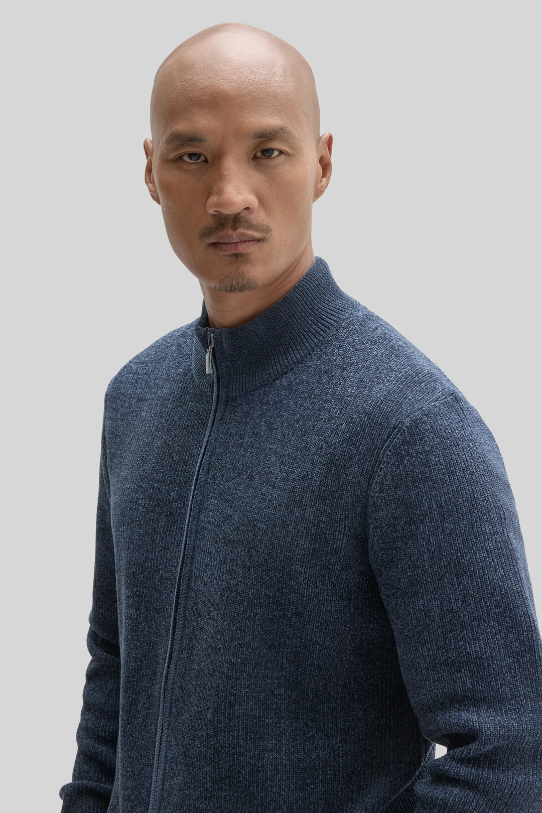 IDRIS FULL ZIP MOCKNECK (INDIGO) - ROBERT BARAKETT