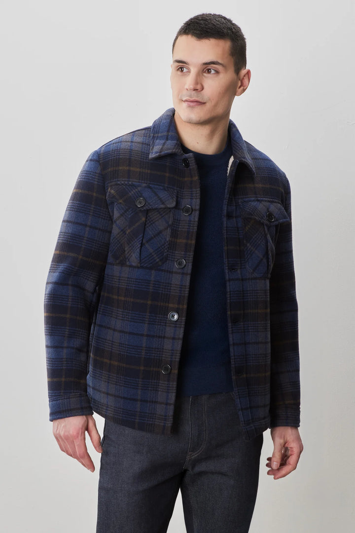 KADEN SHERPA LINED OVERSHIRT (NAVY) - ROBERT BARAKETT