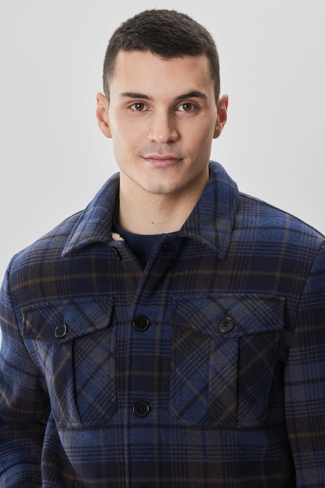 KADEN SHERPA LINED OVERSHIRT (NAVY) - ROBERT BARAKETT