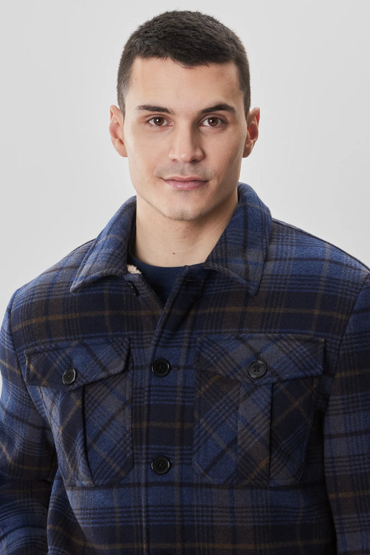 KADEN SHERPA LINED OVERSHIRT (NAVY) - ROBERT BARAKETT