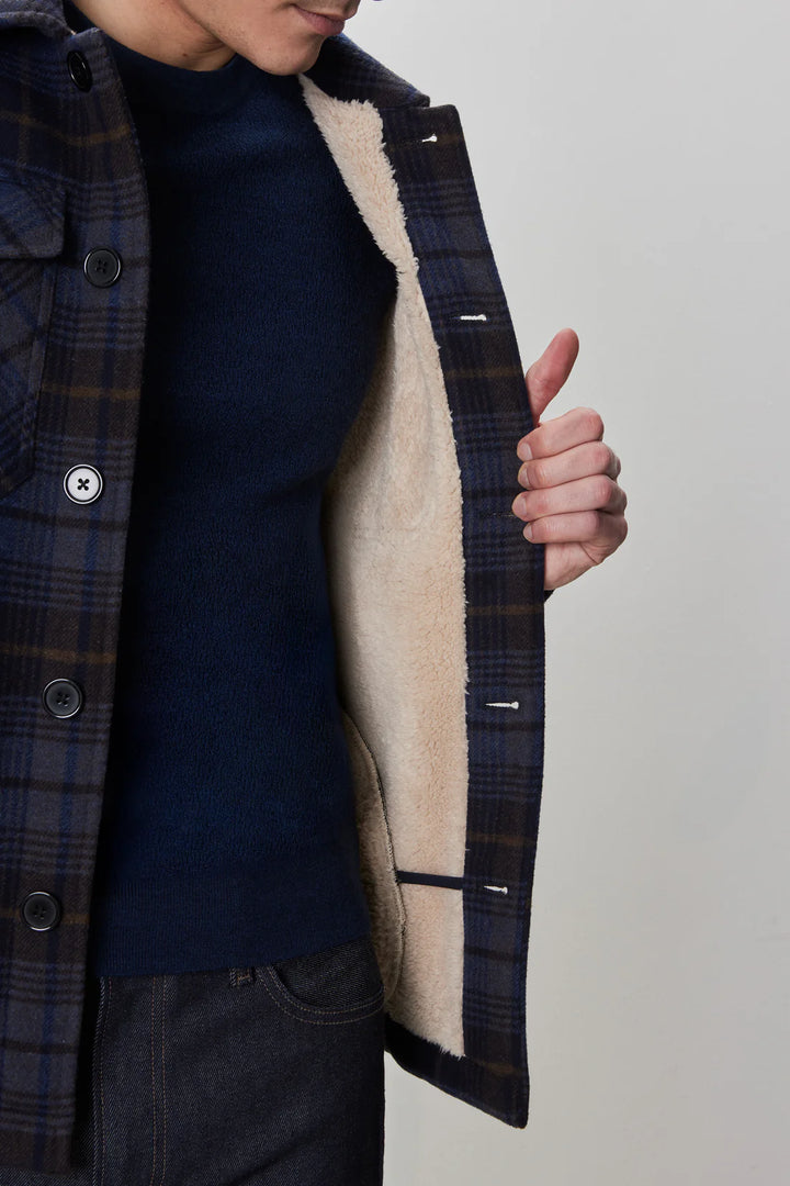 KADEN SHERPA LINED OVERSHIRT (NAVY) - ROBERT BARAKETT