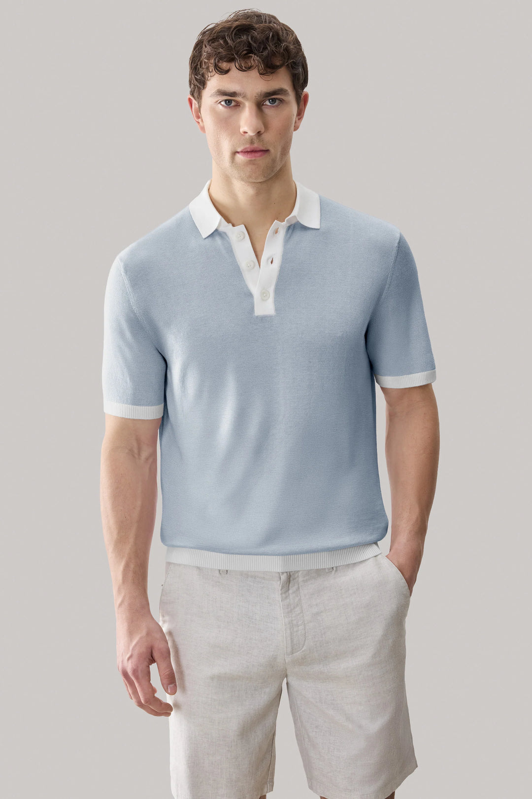 JOREN SWEATER POLO (TEAL) - ROBERT BARAKETT