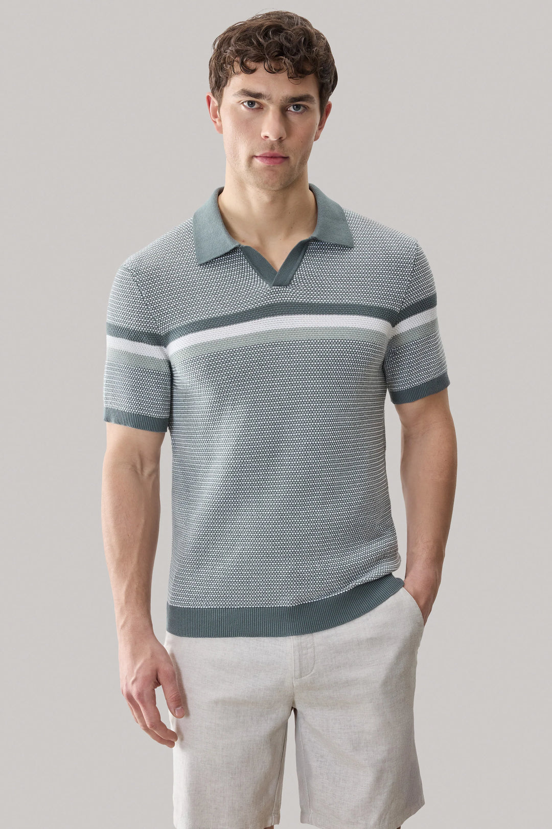 ROURKE SWEATER POLO (OLIVE)  - ROBERT BARAKETT