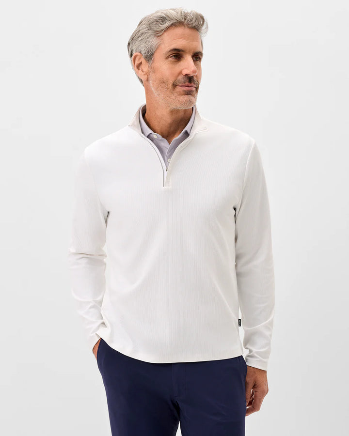 HOPPIN' 1/4 ZIP PULLOVER (WHITE) - JOHNNIE-O