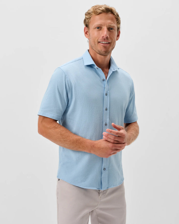 KNIT BUTTON DOWN SHIRT (SKY) - JOHNNIE-O