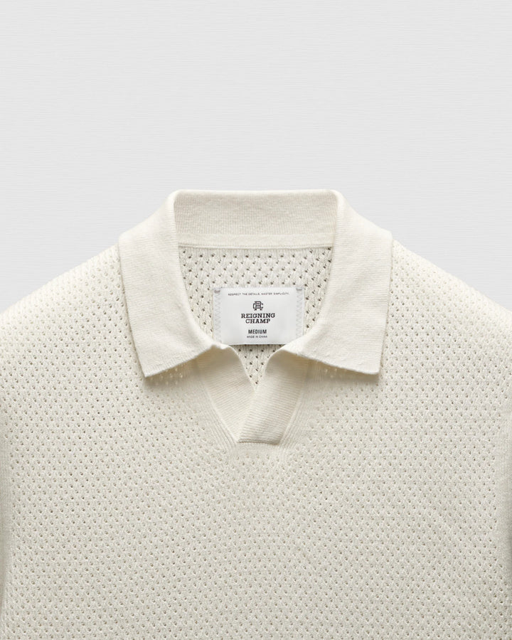 COTTON LINEN VICTOR POLO (IVORY) - REIGNING CHAMP