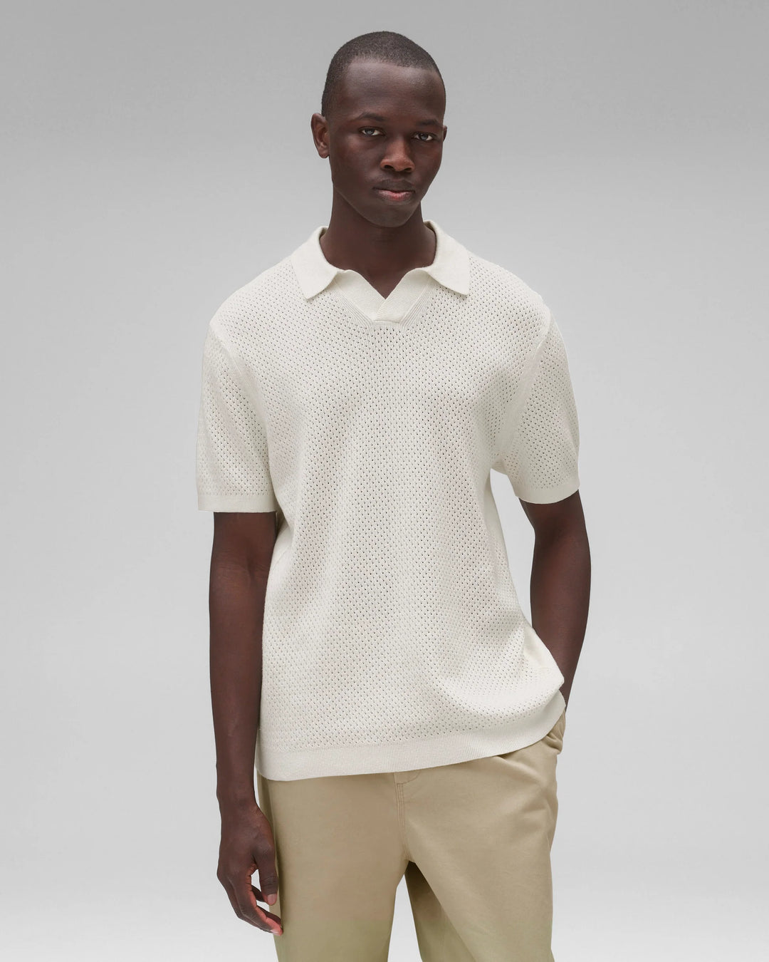 COTTON LINEN VICTOR POLO (IVORY) - REIGNING CHAMP