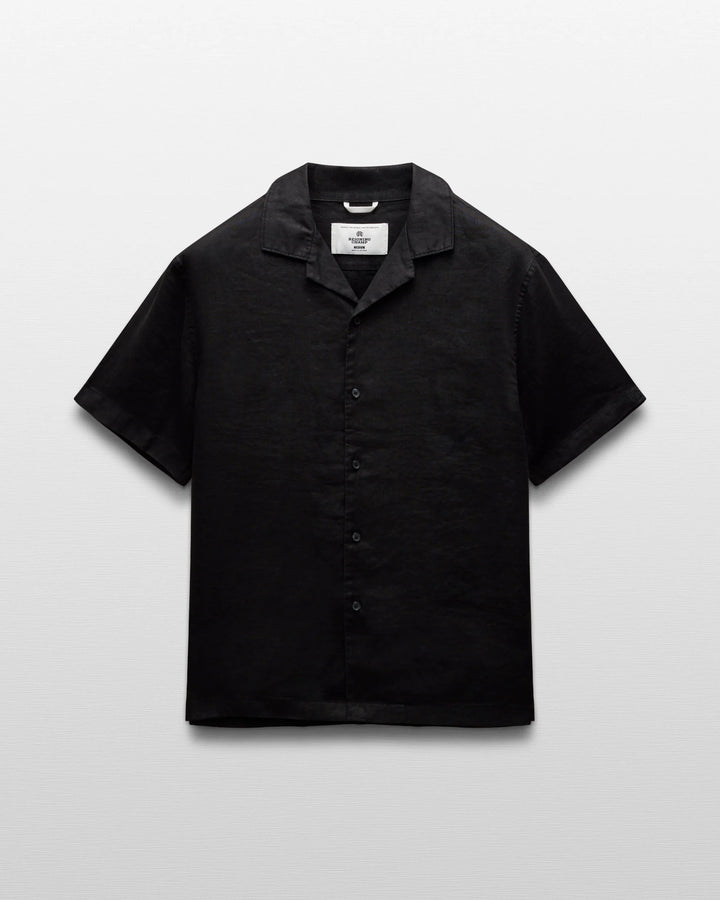 LINEN RETREAT CAMP SHIRT (BLACK) - REIGNING CHAMP