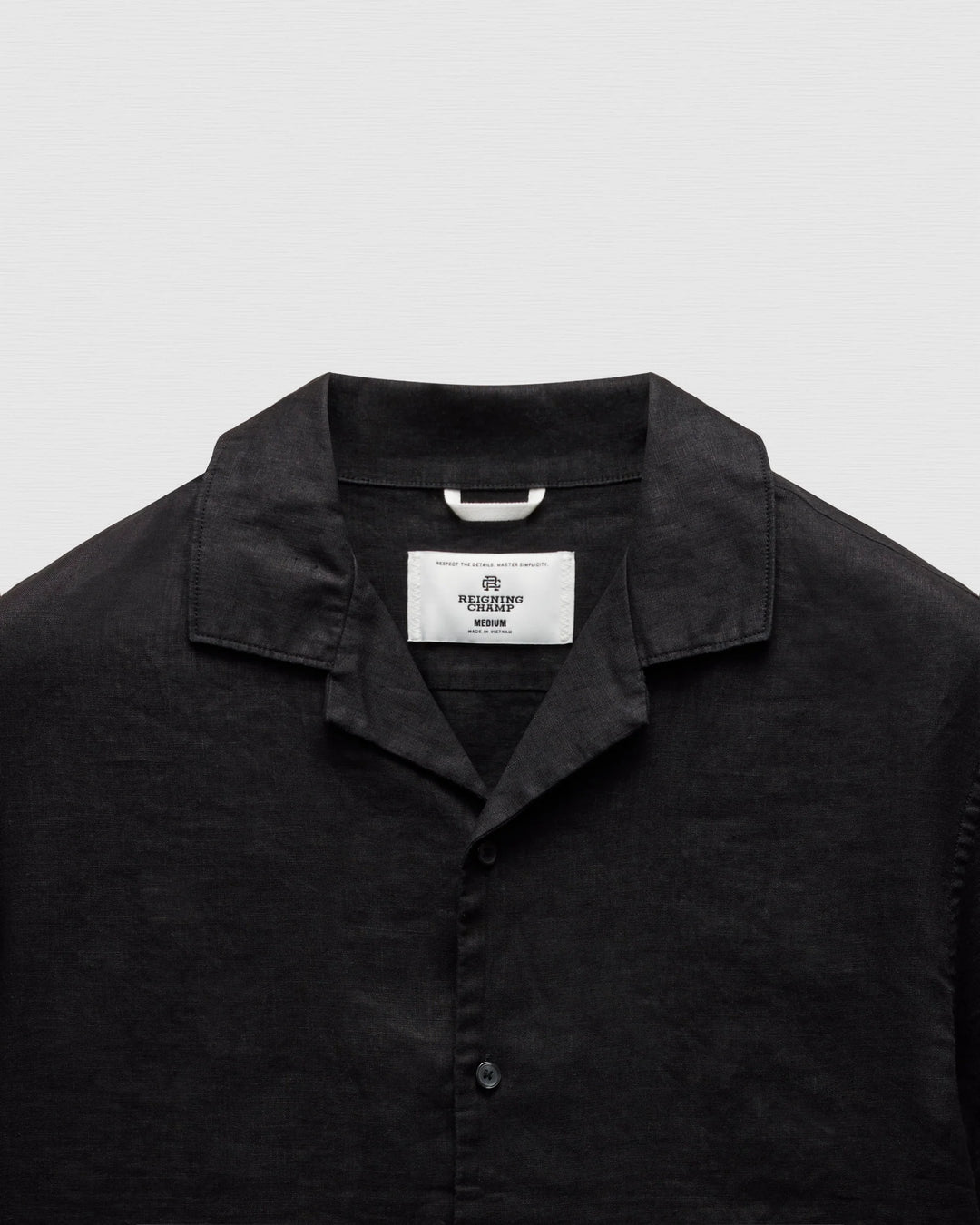 LINEN RETREAT CAMP SHIRT (BLACK) - REIGNING CHAMP