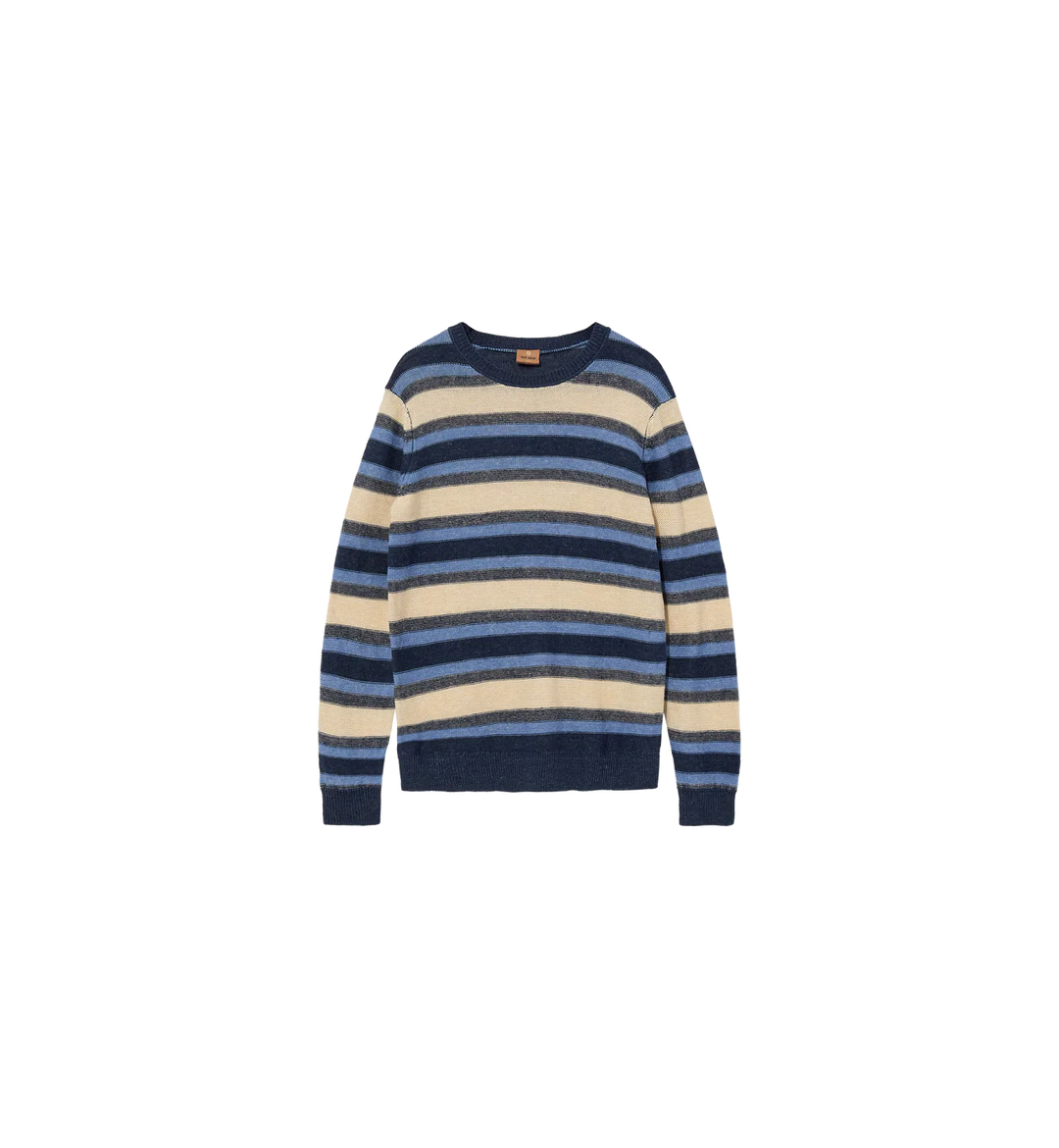 LAPORTE LINEN CREWNECK KNIT (NAVY) - MOS MOSH GALLERY