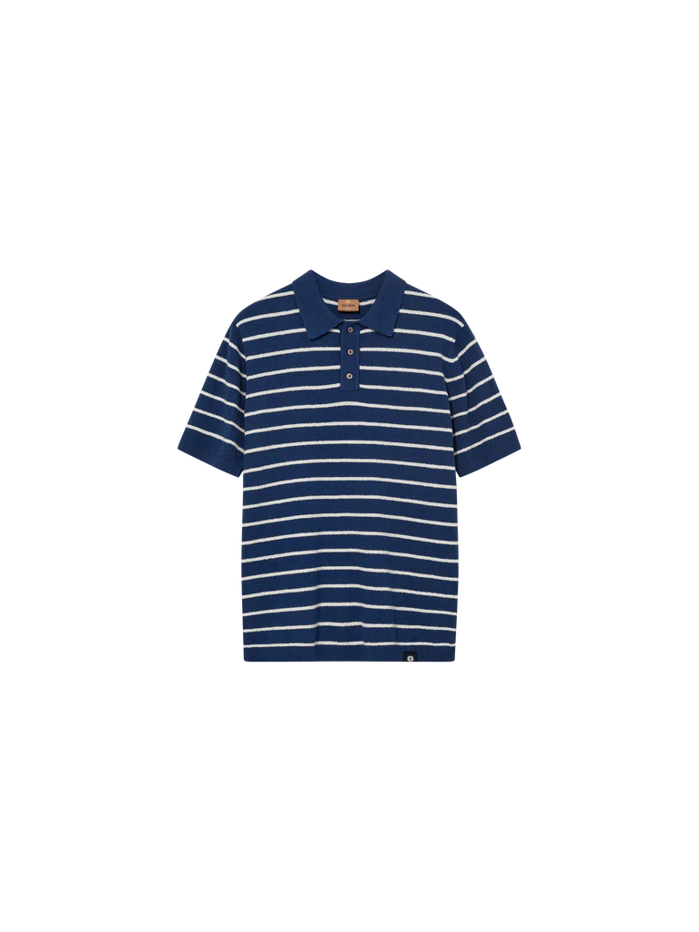 KYLE BOUCLE STRIPE POLO (ESTATE BLUE) - MOS MOSH GALLERY