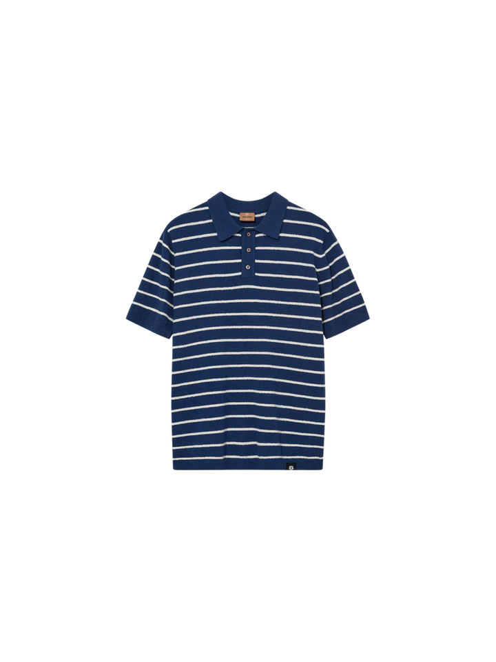 KYLE BOUCLE STRIPE POLO (ESTATE BLUE) - MOS MOSH GALLERY