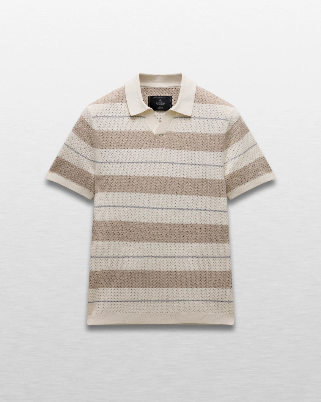 COTTON LINEN STRIPE POLO (IVORY) - REIGNING CHAMP
