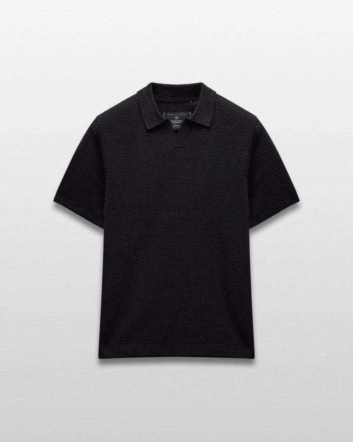 COTTON LINEN VICTOR POLO (BLACK) - REIGNING CHAMP