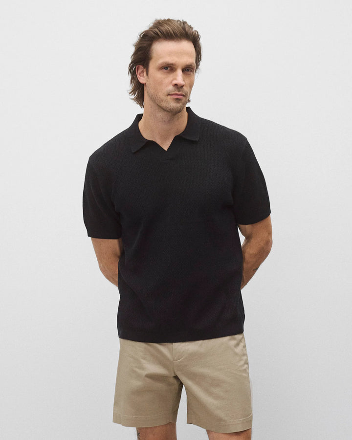 COTTON LINEN VICTOR POLO (BLACK) - REIGNING CHAMP