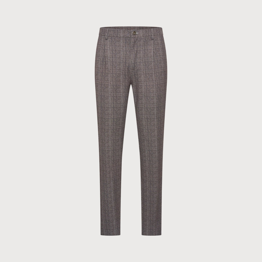 STEVEN MICRO CHECK PANT (BROWN) - BLUE INDUSTRY