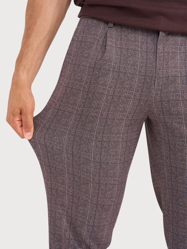 STEVEN MICRO CHECK PANT (BROWN) - BLUE INDUSTRY