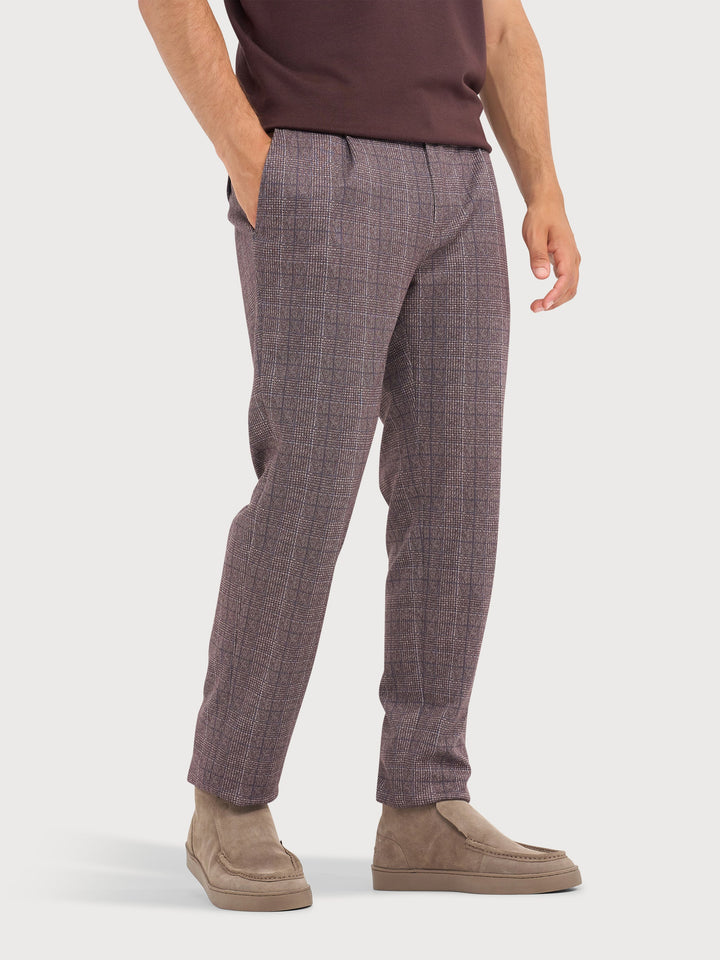STEVEN MICRO CHECK PANT (BROWN) - BLUE INDUSTRY