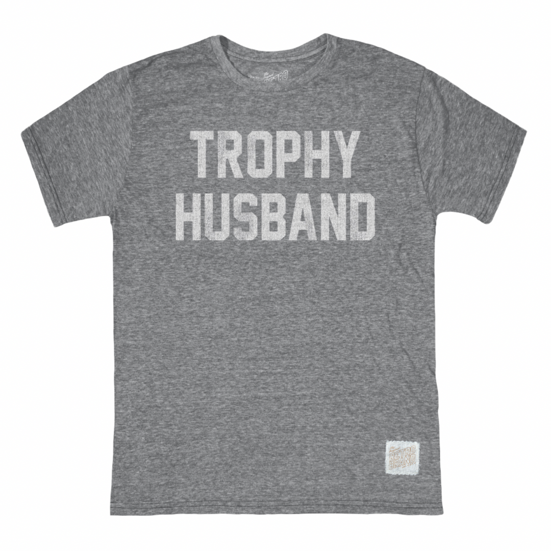 TROPHY HUSBAND T-SHIRT (GREY) - RETRO BRAND