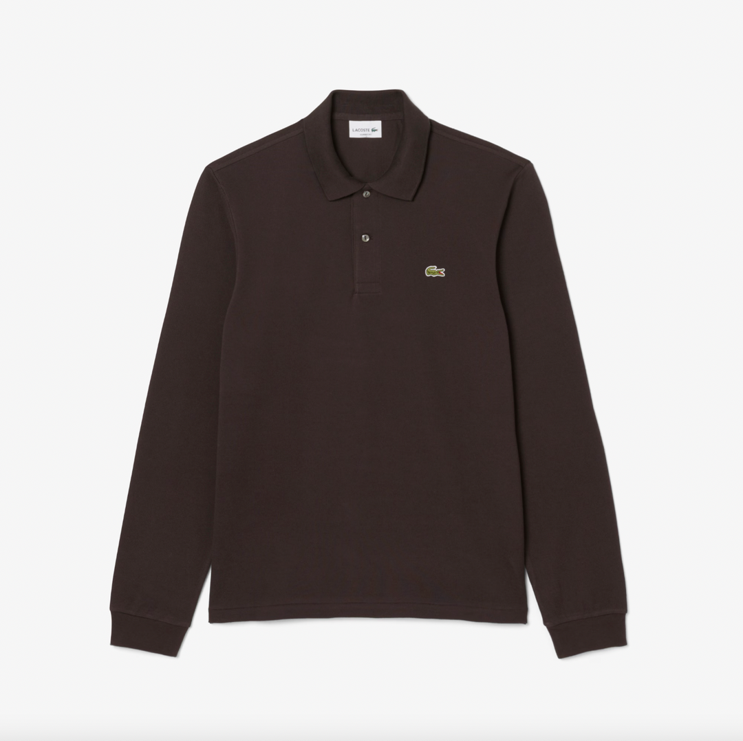 LONG SLEEVE POLO (BROWN) - LACOSTE